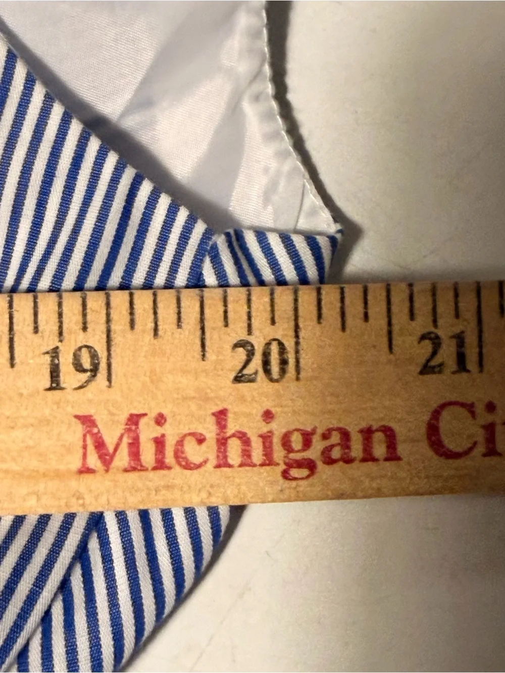 Chetta B Size 14 Blue/White Striped V-Neck A-Line Dress Red Tie Sash Zip